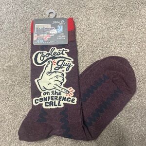 Blue Q Burgundy “Coolest Guy On The Conference Call” Novelty Socks